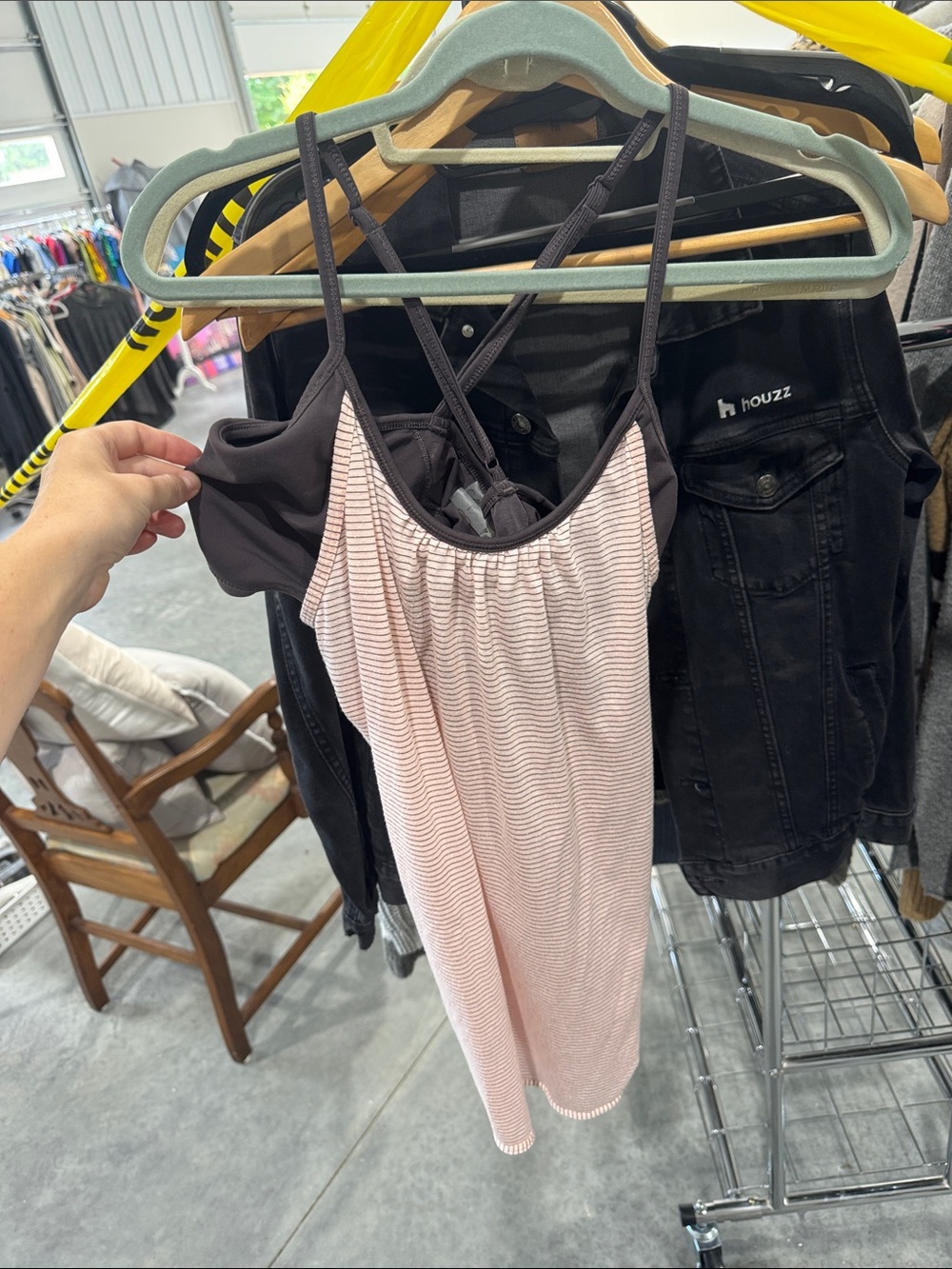Women’s Pink & Brown Striped Spaghetti-Strap Cami